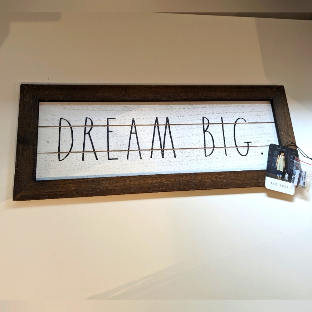 NWT Rae Dunn DREAM BIG Wooden Hanging Sign